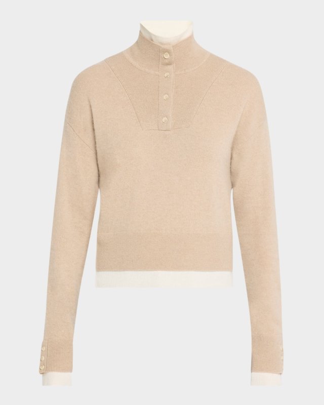Layered Turtleneck Wool-Cashmere Sweater